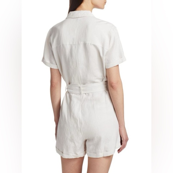 Rails Georgie Tie Waist Linen Romper in Stone - Picture 6 of 13